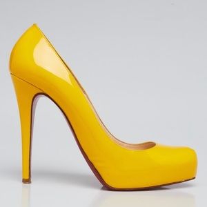 Christian Louboutin Yellow patent Leather Heels Sz 40.5 US 10.5 UK 7.5
